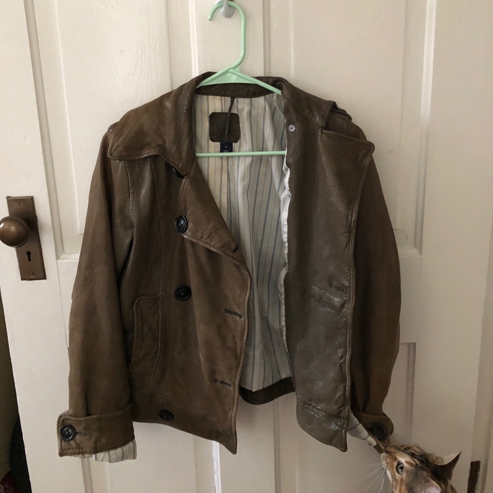 Gap grey leather jacket!